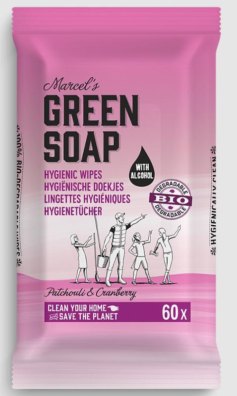 Marcel's GR Soap Cleansing whipes patchouli & cranberry bio Inhoud: 60 stuks