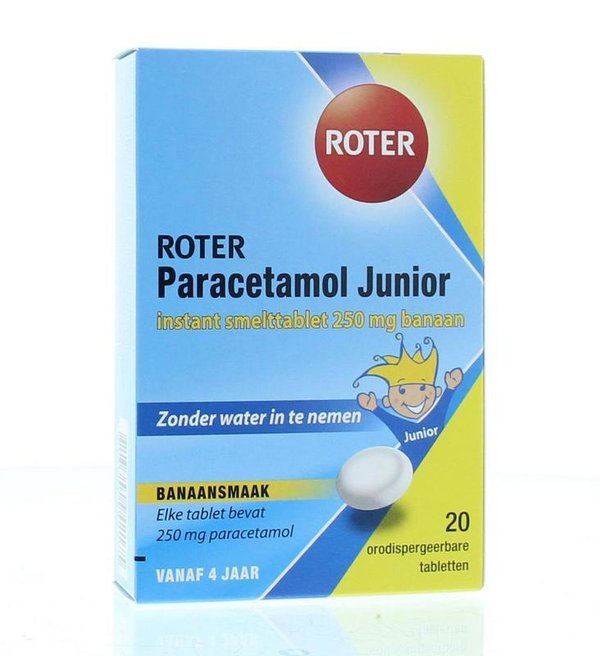 Roter Paracetamol smelttablet 250 mg Junior 20 tabletten