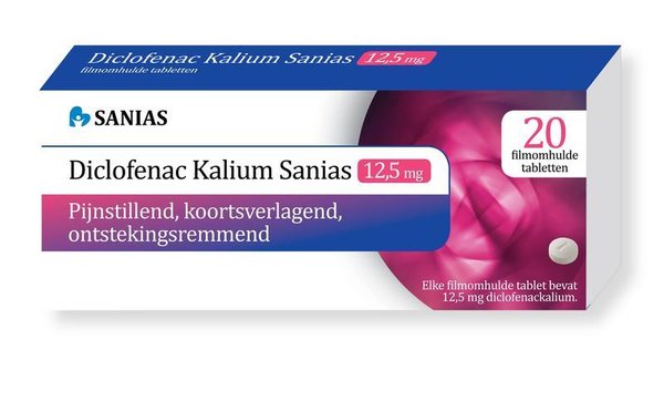 Sanias Diclofenac kalium 12.5 mg Inhoud: 20 Tabletten