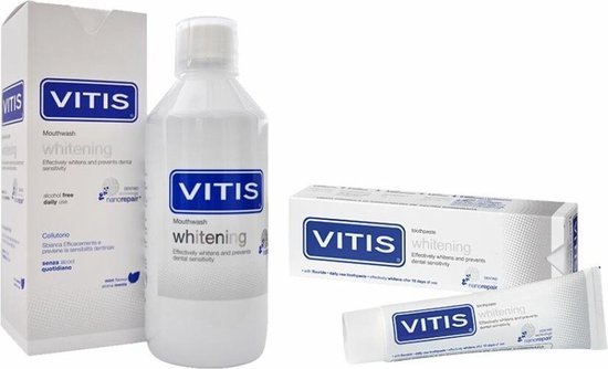 Vitis Whitening Tandpasta + Mondwater Pakket